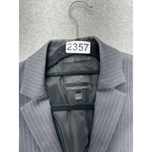 J.Crew Blazer Jacket Womens 2 Gray Striped Wool Super 120s Career Professional - Picture 12 of 12